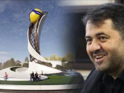 المان والیبال در یکی از میادین ارومیه نصب می‌شود